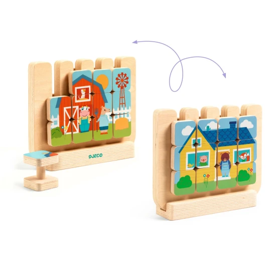Casamix doppelseitiges Holzpuzzle, 12 Teile