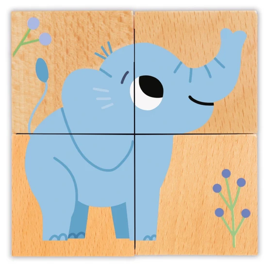 Holzpuzzlewürfel Freunde aus der Wildnis