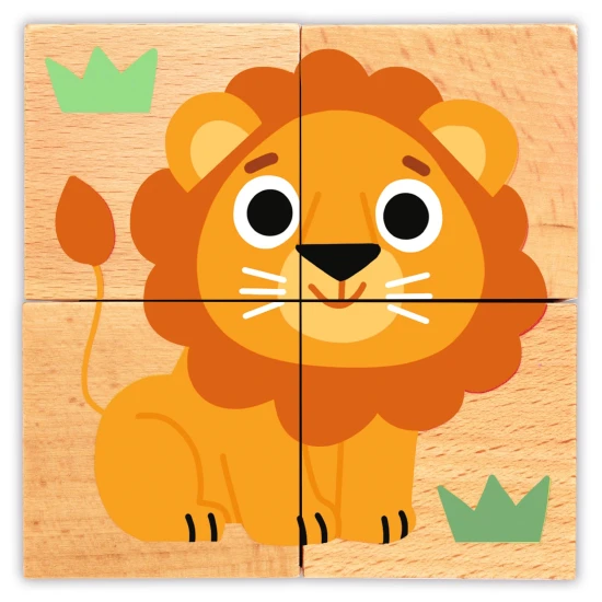 Holzpuzzlewürfel Freunde aus der Wildnis