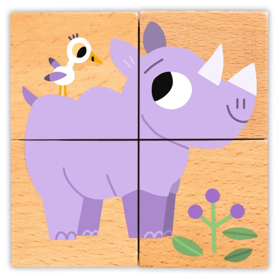 Holzpuzzlewürfel Freunde aus der Wildnis