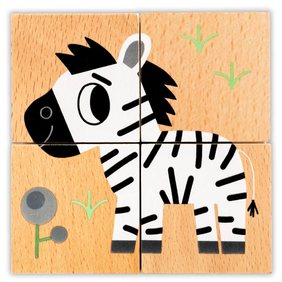 Holzpuzzlewürfel Freunde aus der Wildnis