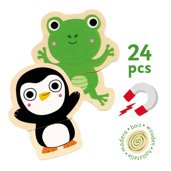 Magnetisches Holzpuzzle Tiere