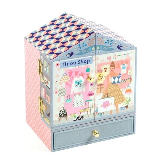 Tinou-Laden: Spieluhr mit Türen und 3 Schubladen