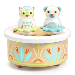 Spieluhr aus Holz Bär und Eule