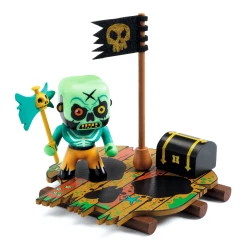 Piratenschädelfigur von Arty Toys mit Floß und Truhe