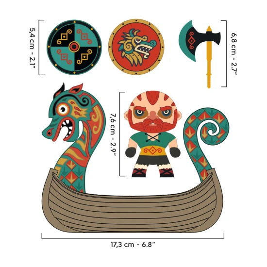 Arty Toys Figur Wikinger-Drache Barbar auf einem Schiff