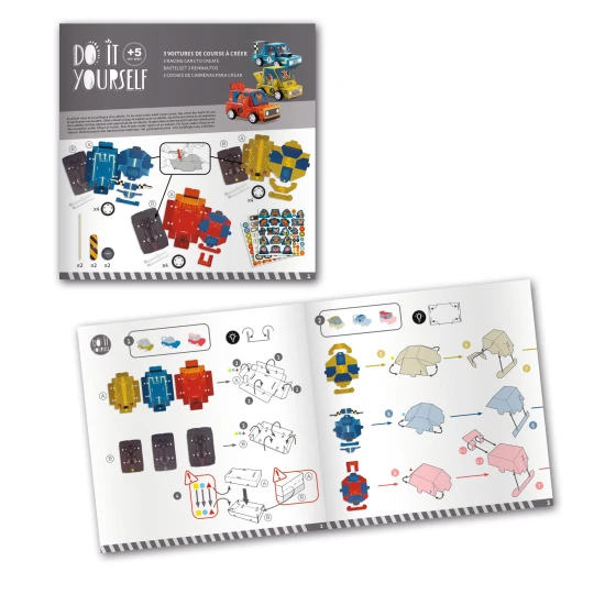 DIY Grand Prix Bastelset von Djeco mit drei Rennautos