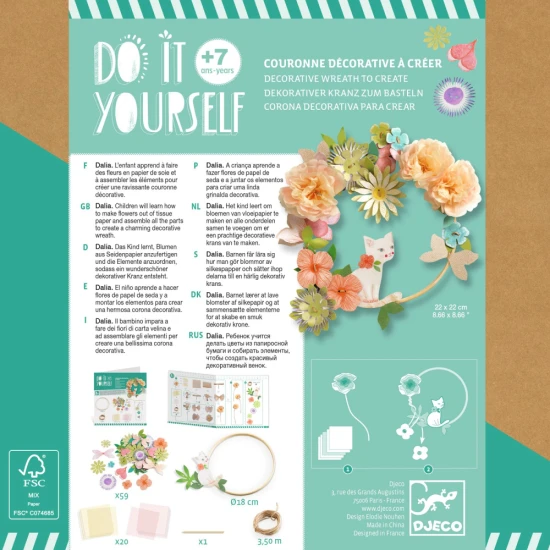 Kreativset zum Basteln eines Blumenkranzes aus Seidenpapier