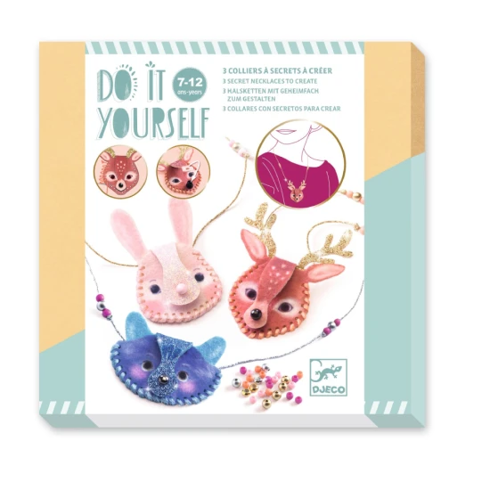 DIY-Set zum Basteln von 3 geheimen Halsketten aus Filz mit glitzernden Perlen und Anhängern