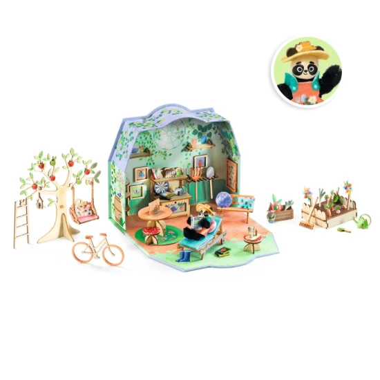 Kinder-Kreativset Djeco Mi Haus Olive – Minihaus mit Möbeln, Figur und Zubehör