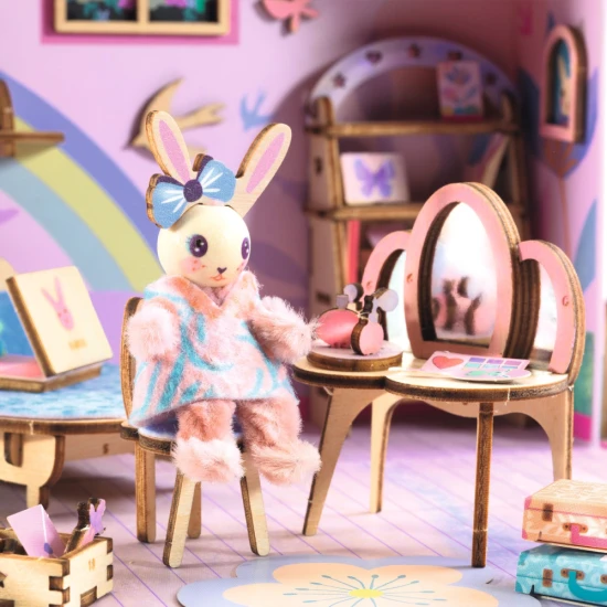 Kinder-Kreativset Djeco Mi House Rosie – Minihaus mit Möbeln, Figur und Zubehör