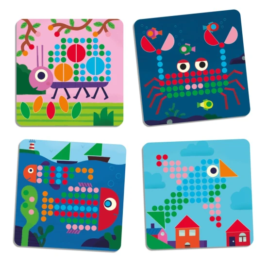 Mini Animo Mosaik - ein Kinderspielzeug mit bunten Stiften und Tierbildern