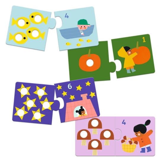 Puzzle-Duo Erste Zahlen Djeco, pädagogisches Kinderpuzzle mit Löchern zum Zählen mit den Fingern