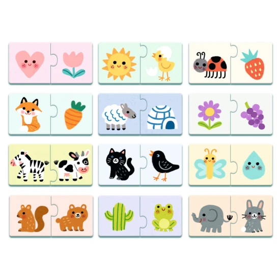 Puzzle-Duo Farby Djeco, pädagogisches Kinderpuzzle, das Farben mit Bildern kombiniert