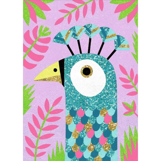 Kreatives Set mit Sand und Glitzer, bezaubernde Vögel