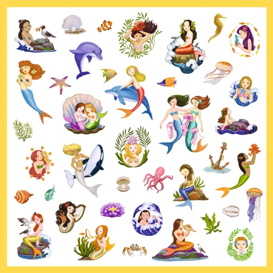 Meerjungfrauen-Aufkleber, 160 Stück