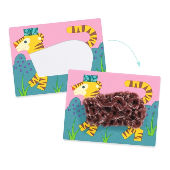 Djeco – Kreatives Gestalten mit Wolle und Klettverschluss – Wolltiere auf Kartonvorlagen