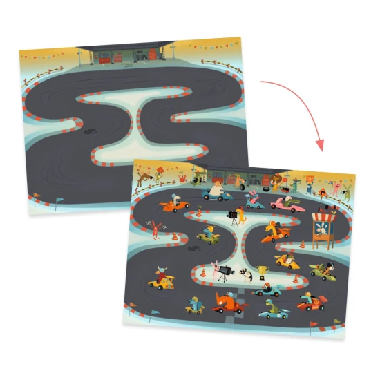 Gestalten mit Decals Asfalt Djeco - Kreativset für Kinder mit Fahrzeugmotiven