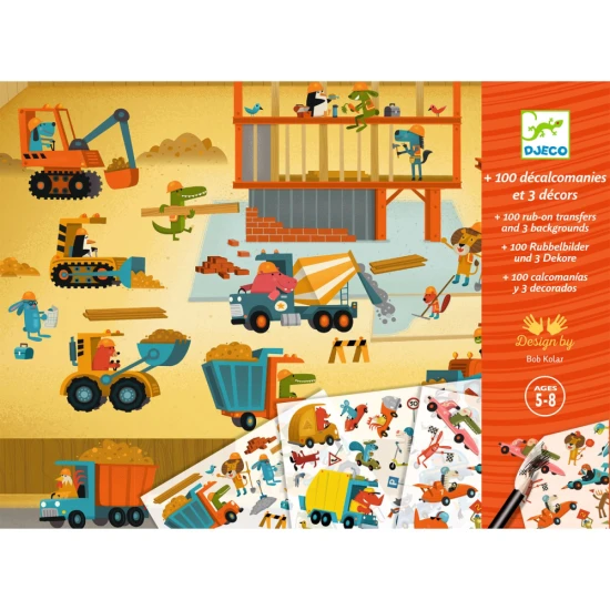 Gestalten mit Decals Asfalt Djeco - Kreativset für Kinder mit Fahrzeugmotiven