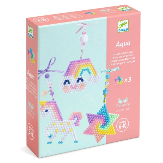 Kreatives Set künstlerischer Anhänger in Aquamarin und Regenbogen