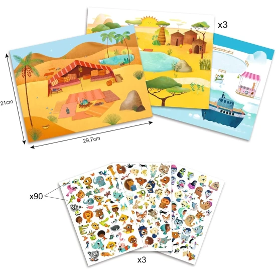 Kreatives Set mit einer großen Anzahl an Aufklebermotiven.