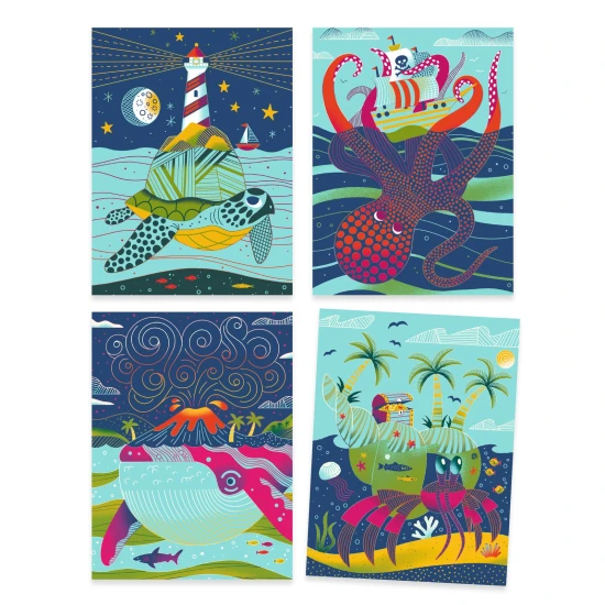 Rubbelbilder Unter der Oberfläche 4 Stk DJeco 