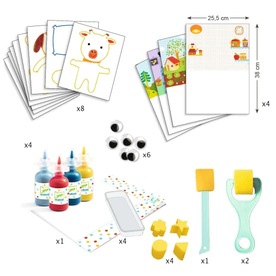 Schwammmalerei-Abenteuer mit Stofftieren