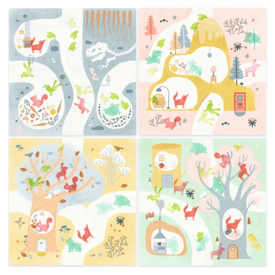 Kreatives Stempelset Tiere auf einem Baum