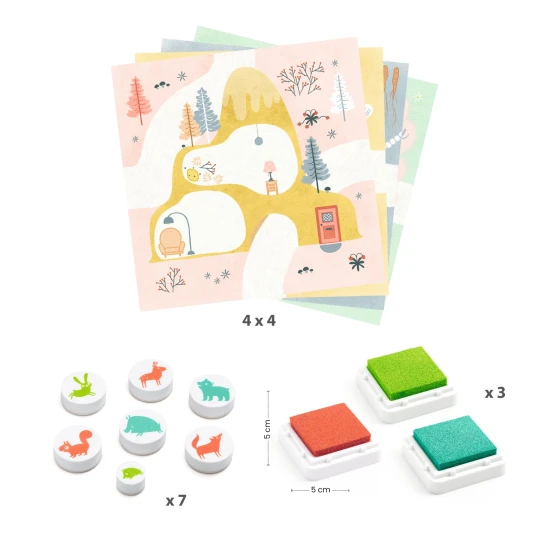 Kreatives Stempelset Tiere auf einem Baum