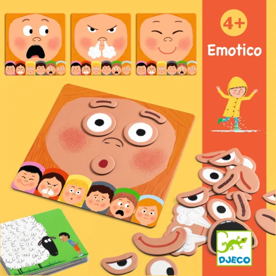 Lernspiel Emotico für Vorschulkinder. Ziel des Sprachspiels ist es, durch spielerische Betätigung die Wahrnehmung von Emotionen zu fördern.