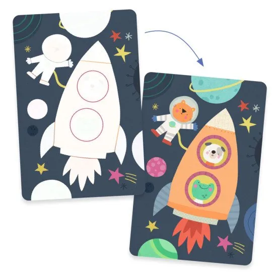 Wiederverwendbares kleines Kreativset mit 4 zauberhaften Aquarellbildern.