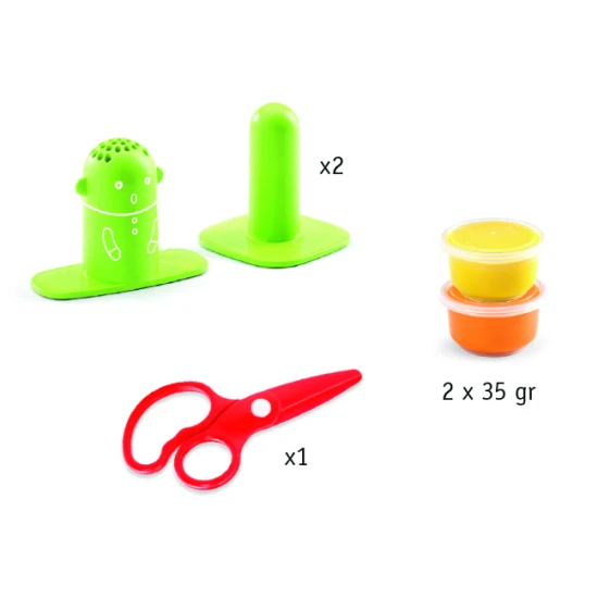 Das Friseursalon-Set „Knethaar“ bietet eine sehr unterhaltsame Möglichkeit, mit Knete zu spielen.