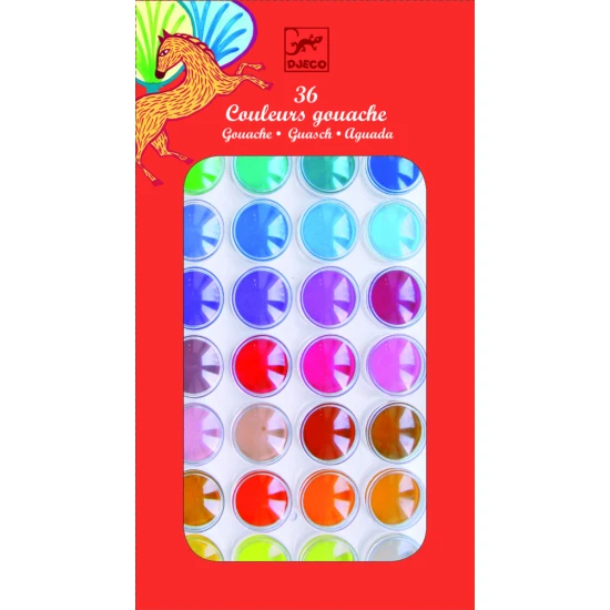 Klassische Aquarellfarben für kleine Künstler. Die Palette enthält 36 Farben.