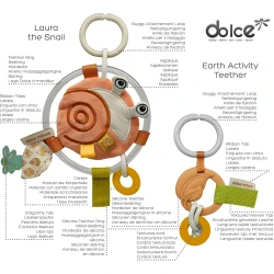 Hängendes Sensorikspielzeug Schnecke und Silikonbeißring