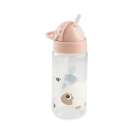 Done by Deer Trinkflasche mit Strohhalm Tiny farm rosa 350 ml
