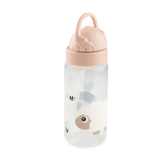 Done by Deer Trinkflasche mit Strohhalm Tiny farm rosa 350 ml