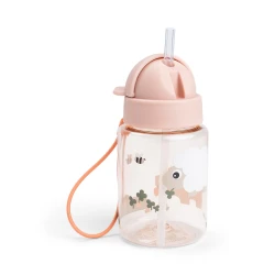 Trinkflasche mit Strohhalm Tiny farm rosa 280 ml