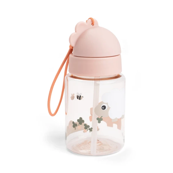 Done by Deer Trinkflasche mit Strohhalm Tiny farm rosa 280 ml