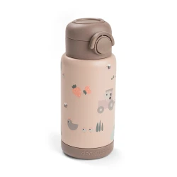 Isolierflasche mit Strohhalm Tiny farm rosa 340 ml