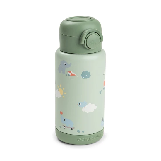 Done by Deer Isolierflasche mit Strohhalm Playground grün 340 ml