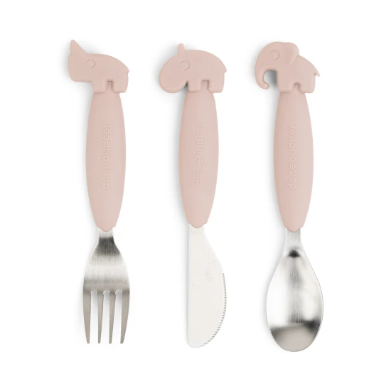 Done by Deer Easy-grip Besteckset Deer friends rosa
