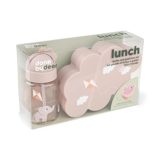 Done by Deer Snack-Set mit Trinkflasche Playground rosa