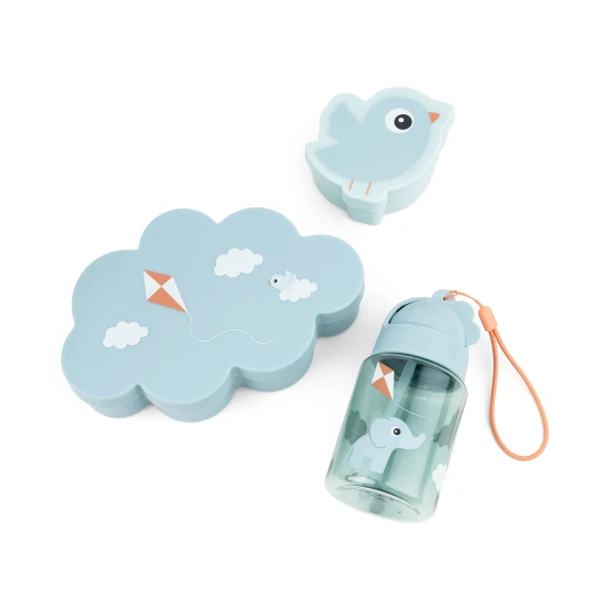 Done by Deer Snack-Set mit Trinkflasche Playground blau