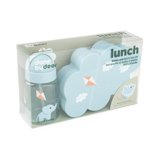 Done by Deer Snack-Set mit Trinkflasche Playground blau