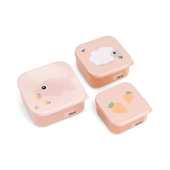 Done by Deer Snackbox-Set Tiny farm rosa – 3 Stk.