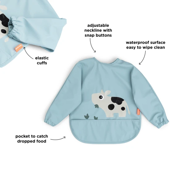 Done by Deer Ärmellätzchen mit Tasche Tiny farm blau
