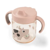 Lerntasse mit Schnabel und zwei Henkeln Tiny farm rosa