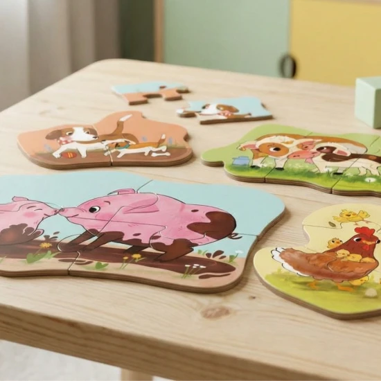 Mein erstes Puzzle Bauernhof 6-in-1 mit Bauernhoftieren und Tierbabys