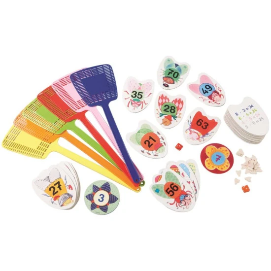 Brettspiel Pác Kleines Einmaleins bis 100 - Kinder lernen das Einmaleins und verbessern ihre Konzentration, während sie ein lustiges Spiel mit Fliegen spielen.