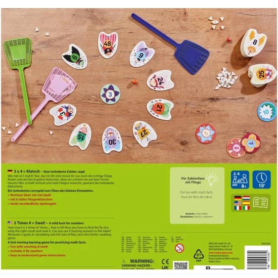 Brettspiel Pác Kleines Einmaleins bis 100 - Kinder lernen das Einmaleins und verbessern ihre Konzentration, während sie ein lustiges Spiel mit Fliegen spielen.